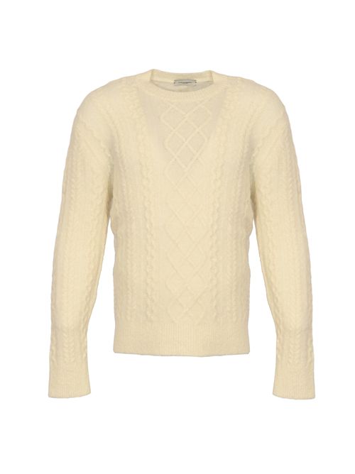 Maglione a trecce in lana Panna Paolo Pecora | A046 F0121102